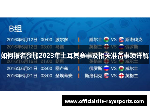 如何报名参加2023年土耳其赛事及相关准备事项详解 如何报名参加2023年土耳其赛事及相关准备事项详解